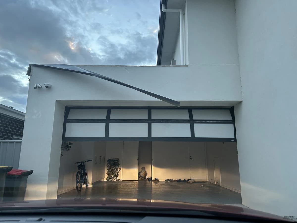 Modern home exterior with garage door
